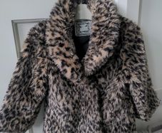 Girls leopard print fur coat