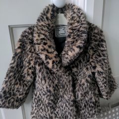 Girls leopard print fur coat