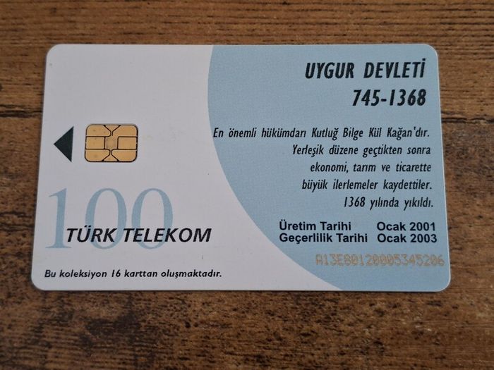 Turkey Telephone Card 100 Units, "Uygur Devleti", used - free standard postage