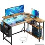L Shaped Gaming Desk with LED Lights & Power Outlets, 120x80cm Image 10