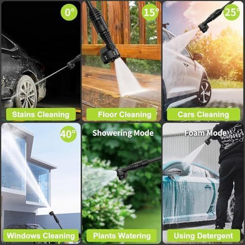 Cordless Pressure Washer, 20000mAh Battery, Portable Pressure Washer 1060PSI With 6-In-1 Nozzle, Foam Bottle, Handheld Brushless High Pressure Jet Washer for Car, Patio, Floor & Garden Cleaning