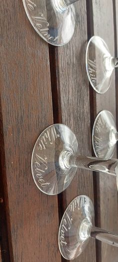 5 x 50s,60s white velvet glasses,vintage collectors item,,sold as seen .hard to come by.