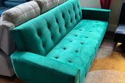 Luxury Velvet Sofa Bed with Golden Legs green