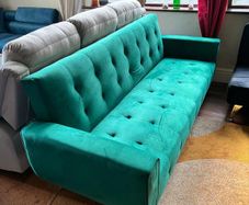 Luxury Velvet Sofa Bed with Golden Legs green