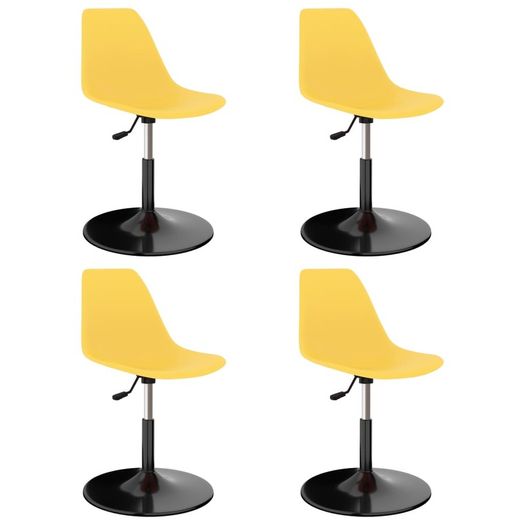 Swivel Dining Chairs 4 pcs Yellow PP