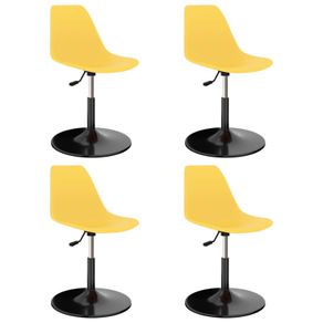 Swivel Dining Chairs 4 pcs Yellow PP