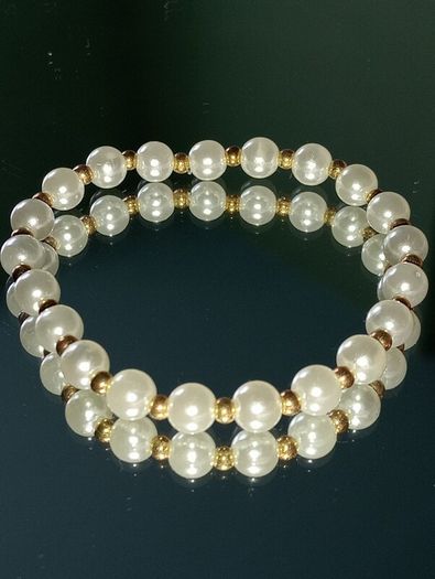 Handmade bracelet crystal pearl gold