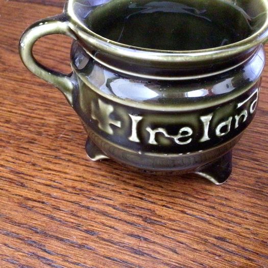 A Pair of Vintage Dark green ireland Decorative cauldron pots