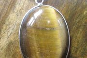 Silver Plated 18" Brown Tiger's Eye Pendant Necklace