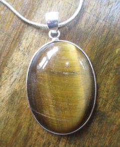 Silver Plated 18" Brown Tiger's Eye Pendant Necklace