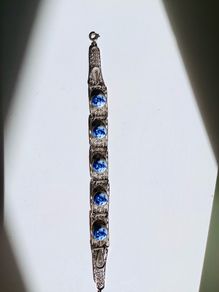 Vintage Delft Windmill Tourist Bracelet Mid Century Dutch Filigree 18cm