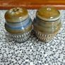 vintage Wade Irish Porcelain  small mug and salt and pepper holders featuring a blue-green glaze. Image 3
