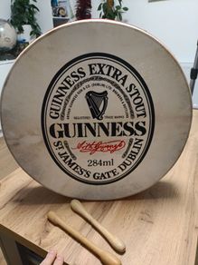 Guinness Extra stout bodhran drums 18 inches complete very good condition