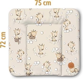 Changing pad wipeable and waterproof 75x72 cm - changing mat to place on changing table, changing top, changing dresser, or washing machine, changing mat 75 x 72 Giraffe