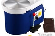 350W 28cm Electric Pottery Wheel Machine Foot Pedal Manual w/ Tools Blue