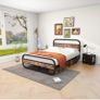 King Size Bed Metal Platform Bed Frame with Wood Headboard Image 2