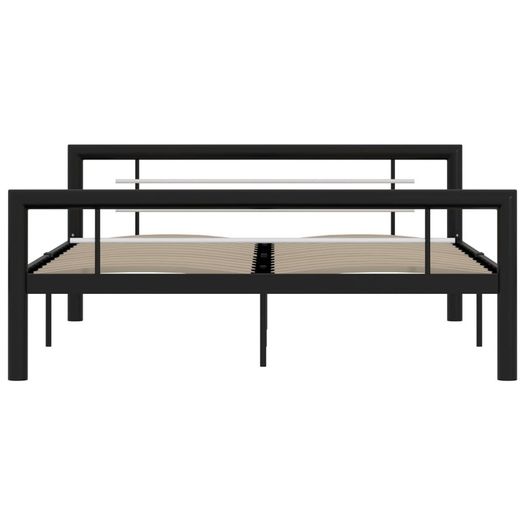 Bed Frame Black and White Metal 140x200 cm