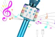 Wireless Karaoke Microphone,Bluetooth Dancing LED Lights Handheld Portable Speaker Karaoke Machine,Compatible with Android &amp; iOS Devices,Home KTV Outdoor Party