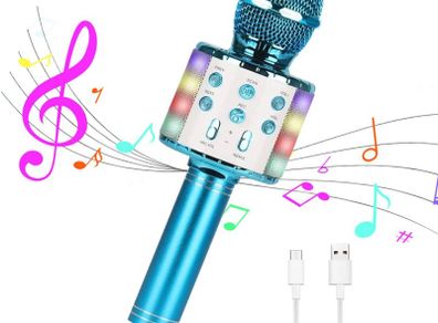 Wireless Karaoke Microphone,Bluetooth Dancing LED Lights Handheld Portable Speaker Karaoke Machine,Compatible with Android & iOS Devices,Home KTV Outdoor Party