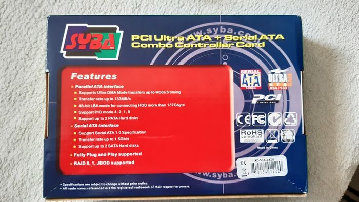 Syba Pci Ultra Ata Ide + Sata Combo Controller Card