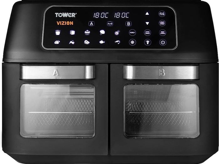 Vortx Vizion Dual Compartment Air Fryer Oven with Digital Touch Panel, 11L, Black