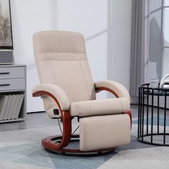 Manual Reclining Swivel Chair, with Footrest - Beige