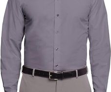 Unlisted by Kenneth Cole Men's Dress Shirt Regular Fit Solid Classic Shirt Gray XL