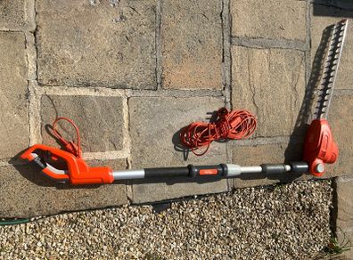 Flymo Garden Hedge Cutter with extension reach 160 to elbow bend and 230 fully