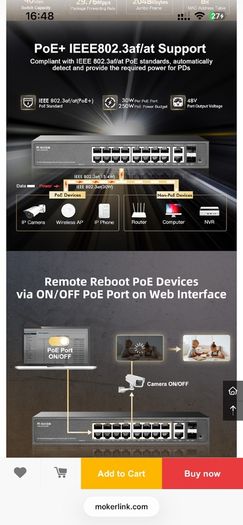 MokerLink 16-Port Web Managed PoE Switch.