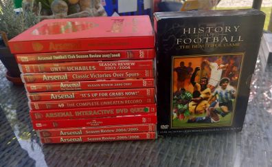 11 Arsenal DVDs, History of Football DVD set, great condition, D18 post 10e