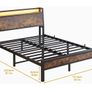King Size Bed Frame with Charging Station and LED Lights Image 6