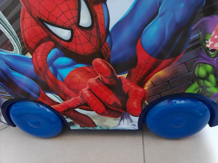 3 Large Stackable Spiderman toy boxes on wheels
