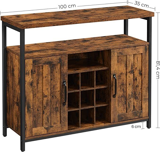Sideboard Kitchen Cabinet Storage Cabinet with 2 Doors for Living Room Kitchen Dining Room 100 x 35 x 81,4 cm.
