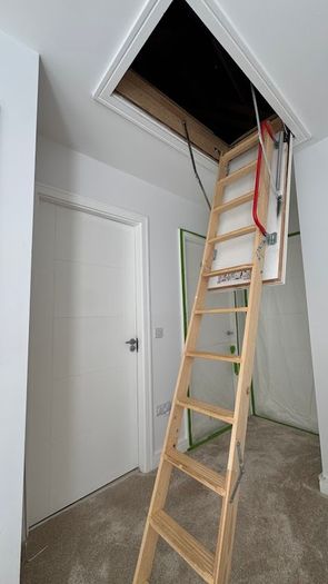 Used Fakro Loft Ladder/Attic Stairs 55x120 LTK Energy Saver 280cm Floor To Ceiling, 66mm Insulated Hatch