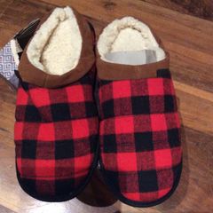 Hampton Gent's Sherpa Lined Cushion Sole Slippers - Indoor/ Outdoor Sole, Memory Foam Support - Size 10/11 - Brand New