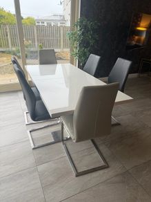 table, chairs and bar stools
