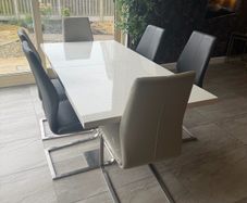table, chairs and bar stools