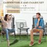 Garden Bistro Set, 3 Pieces Table and Chairs Set, Outdoor Garden Furniture with Foldable Breathable Mesh Fabric Armchairs & Glass Top Coffee Table, Dark Grey Image 3