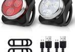 Rechargeable LED Bike Lights Set - Headlight Taillight Combinations LED Bicycle Light Set (650mah Lithium Battery, 4 Light Mode Options, 2 USB cables)