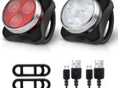 Rechargeable LED Bike Lights Set - Headlight Taillight Combinations LED Bicycle Light Set (650mah Lithium Battery, 4 Light Mode Options, 2 USB cables)