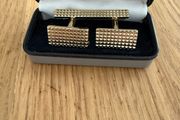 Roche Gold Tone Cufflinks and Matching Tie Clip Set