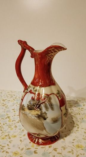 Beautiful Vintage Japanese Kutani Pitcher/Creamer with Geisha Pattern.