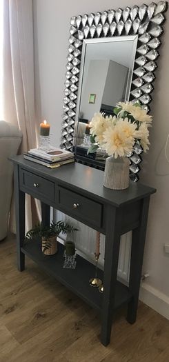 Grey Hall / Console Table with drawers and shelf