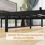 Metal King Size Bed Frame with Storage Wooden Headboard Image 3