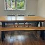 Oak dining table, bench & 3 chairs Image 5