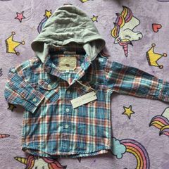 12-18m, Rocha Little Rocha Hooded Plaid Shirt