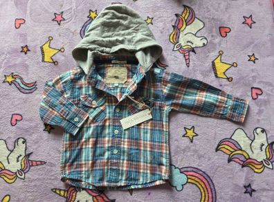 12-18m, Rocha Little Rocha Hooded Plaid Shirt