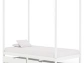 Canopy Bed Frame with 2 Drawers White Solid Pine Wood 100x200cm
