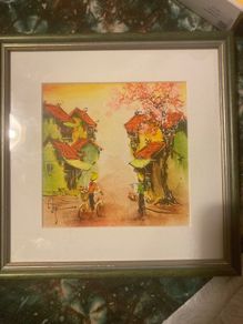Vietnamese watercolour signed free postage