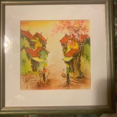 Vietnamese watercolour signed free postage